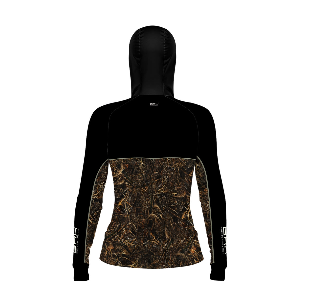 Camisa de Pesca Feminina Brk com Capuz Hybrid Black Real Tree com Proteção Solar UV50+