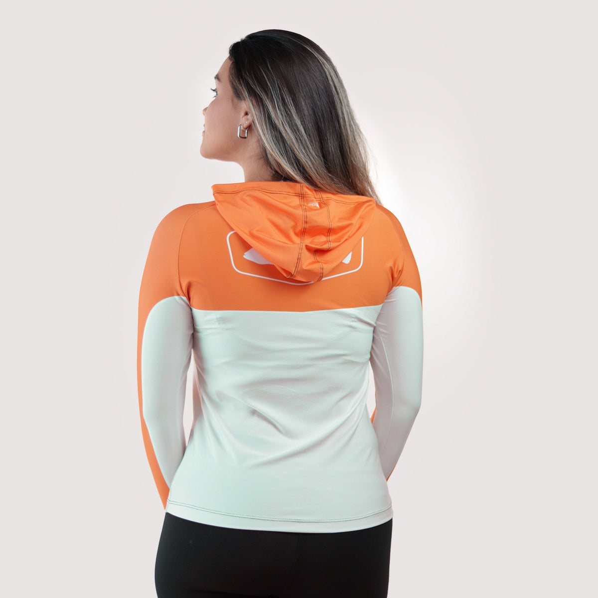 Camisa de Pesca Feminina Brk com Capuz Hybrid Laranja com Proteção Solar UV50+