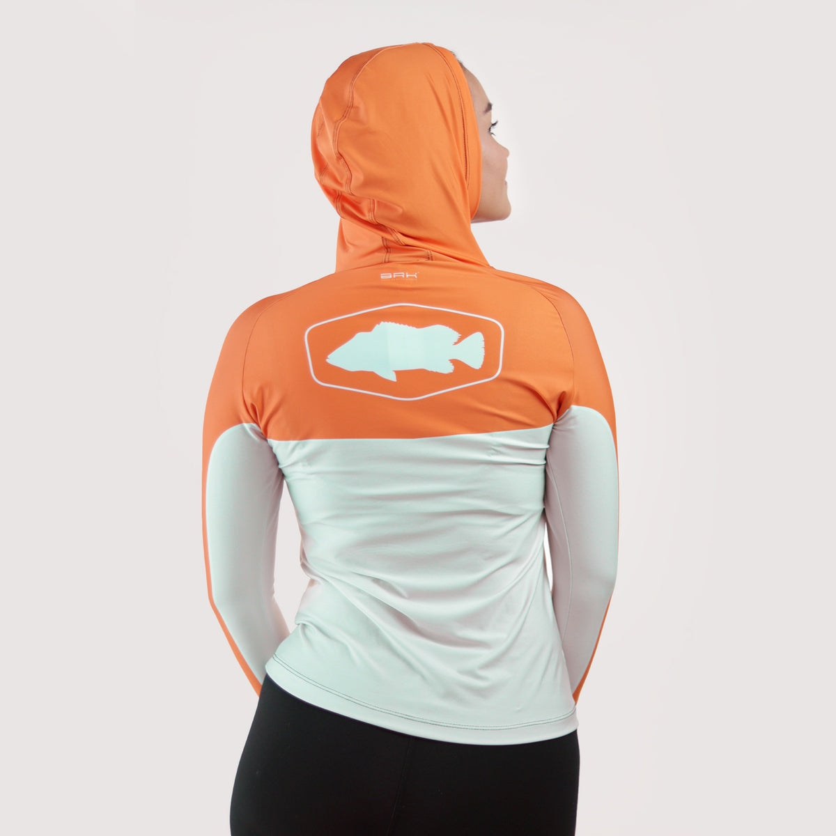 Camisa de Pesca Feminina Brk com Capuz Hybrid Laranja com Proteção Solar UV50+