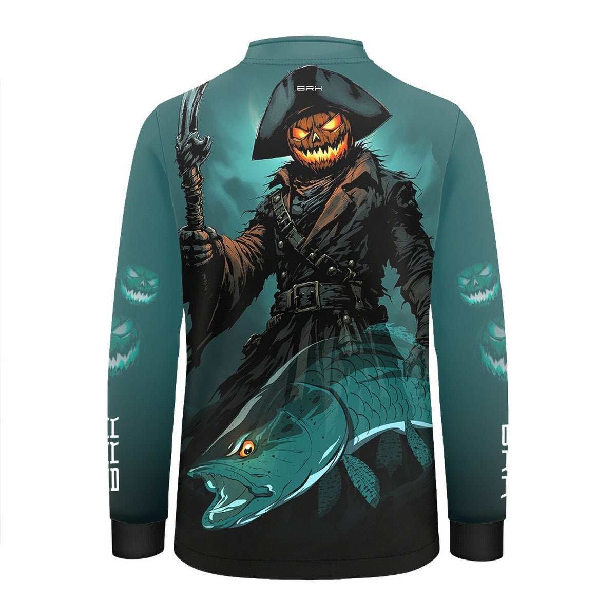 Camisa de Pesca Infantil Brk Azul Halloween Fantasma com Proteção UV50