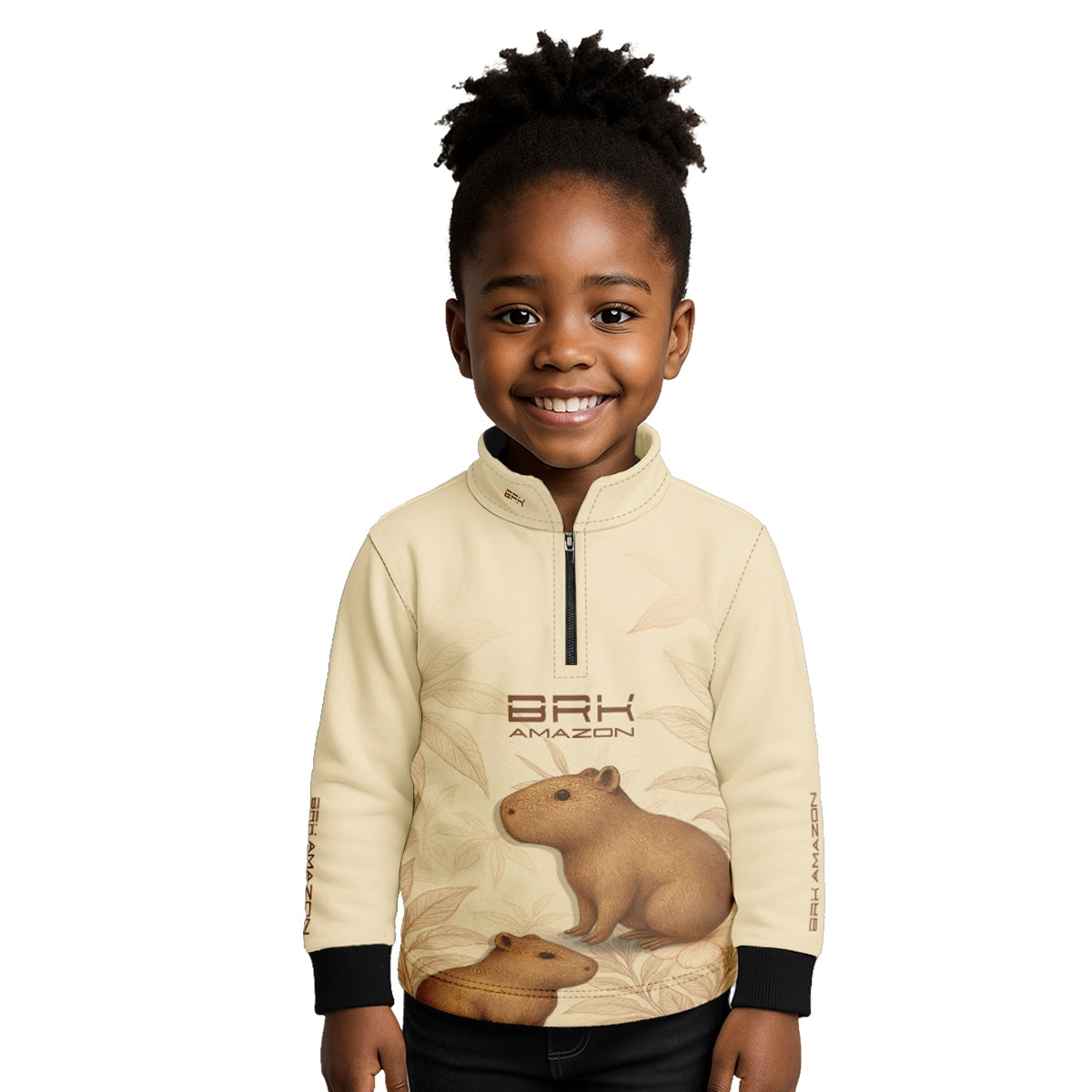 Camisa de Pesca Infantil Brk Amazon Capivara Floral com Proteção UV50