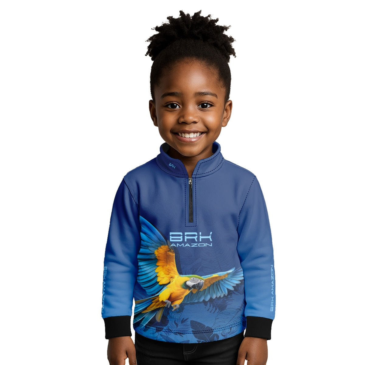 Camisa de Pesca Infantil Brk Amazon Arara Azul com Proteção UV50