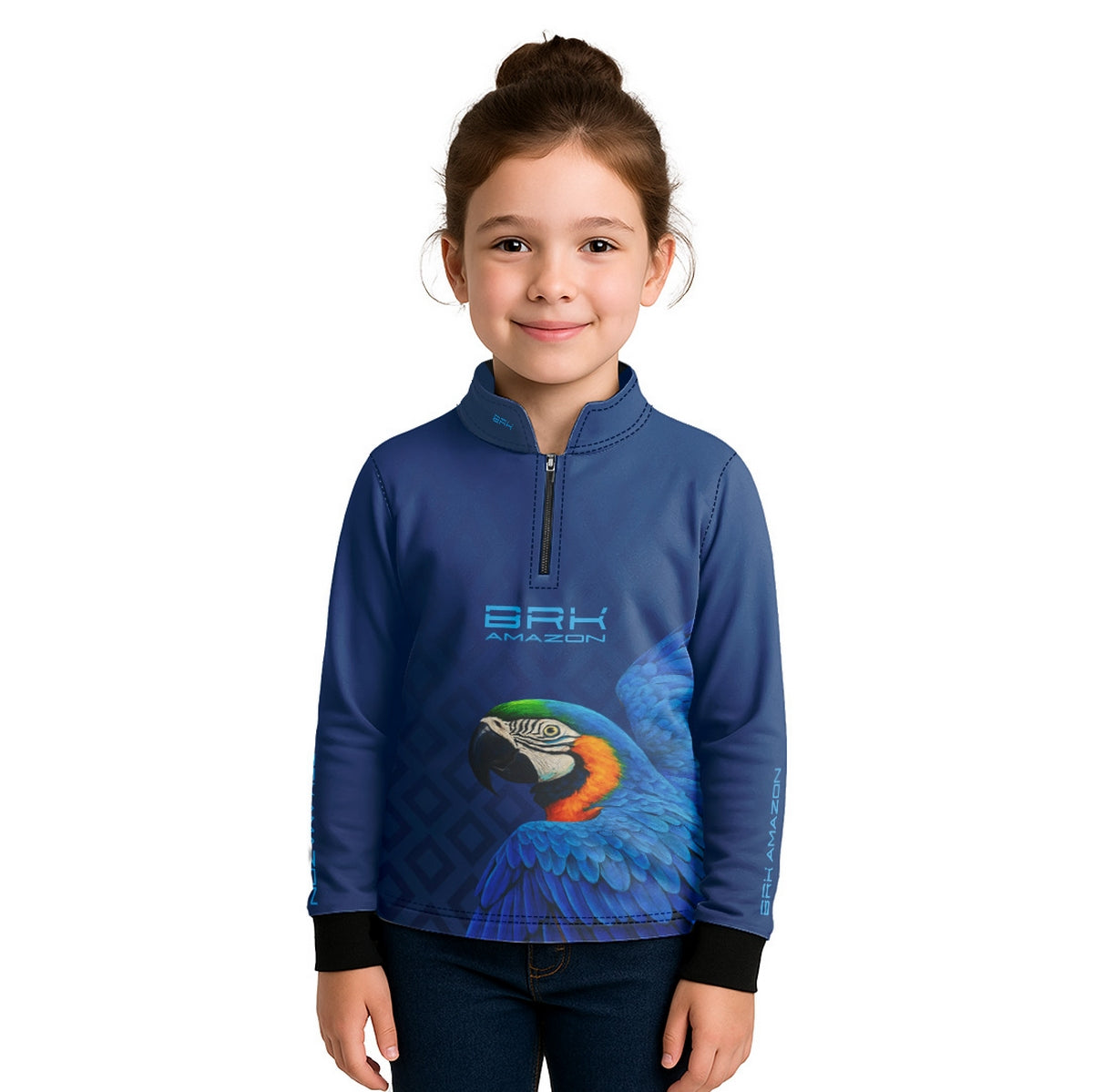 Camisa de Pesca Infantil Brk Amazon Arara Azul com Proteção UV50