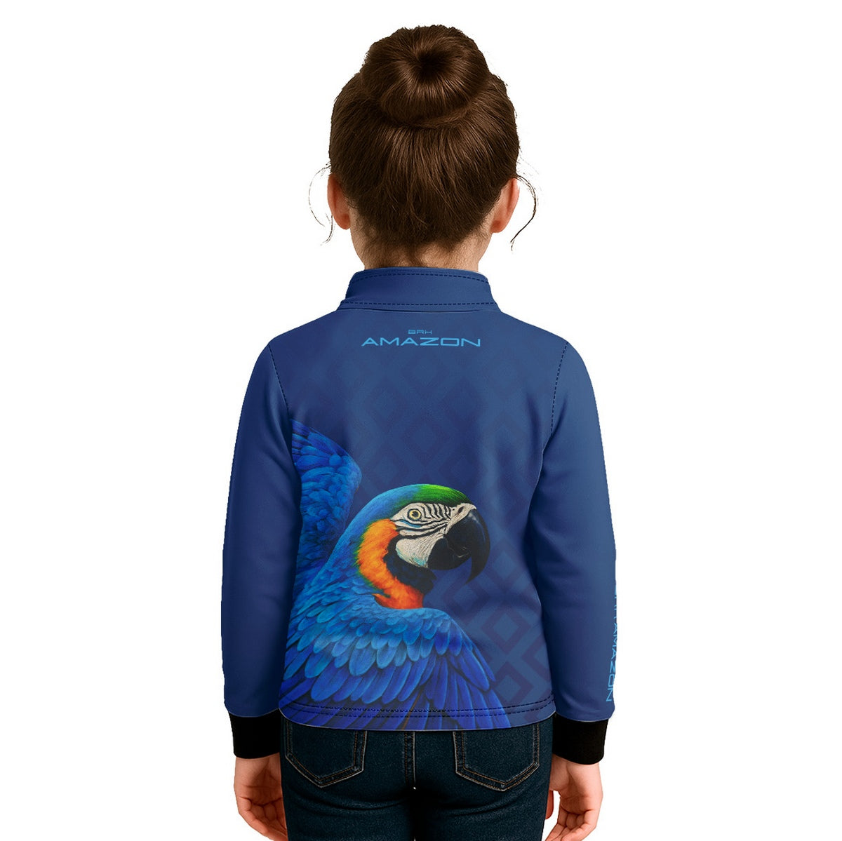 Camisa de Pesca Infantil Brk Amazon Arara Azul com Proteção UV50