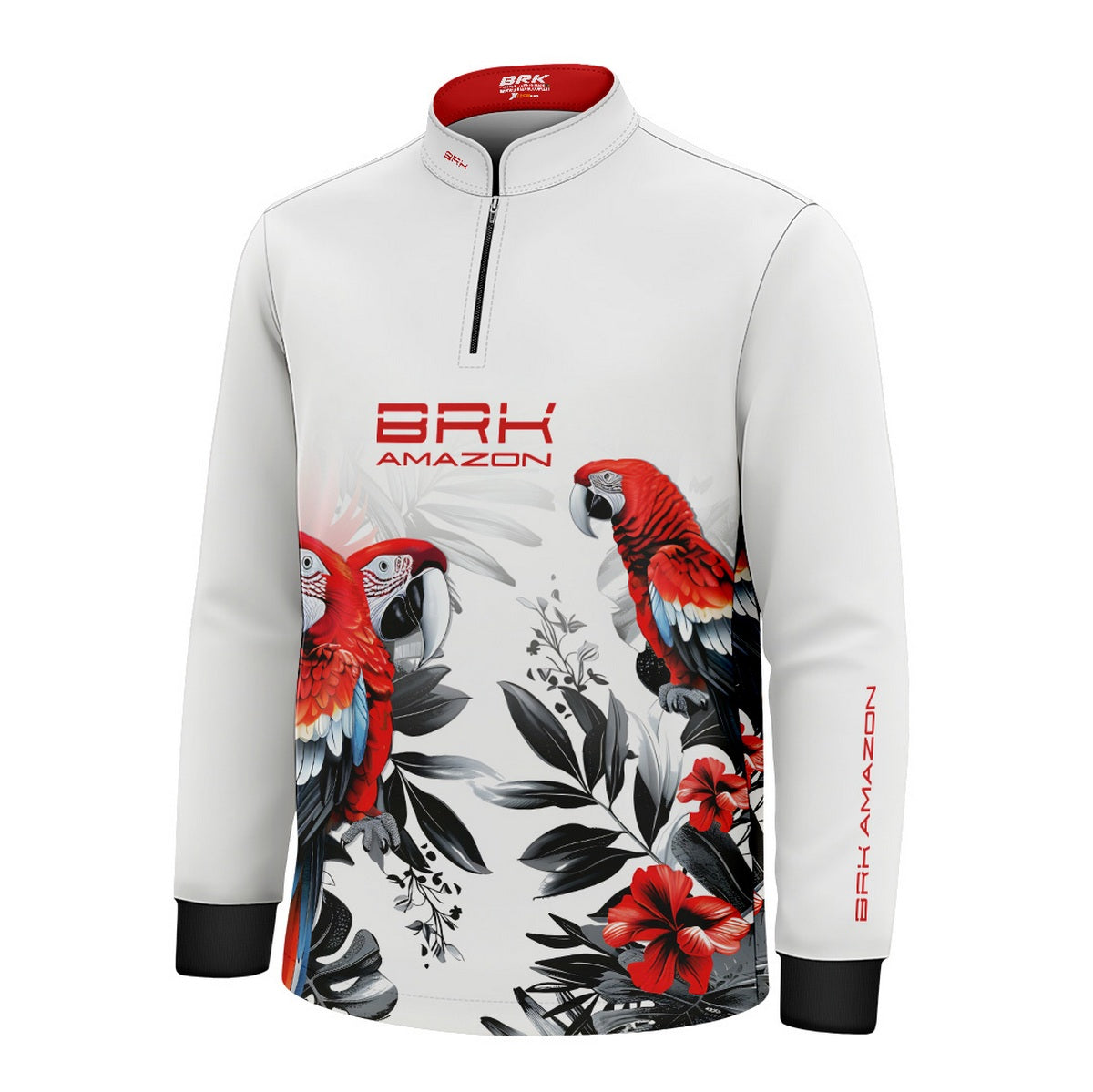 Camisa de Pesca Infantil Brk Amazon Arara Vermelha com Proteção UV50