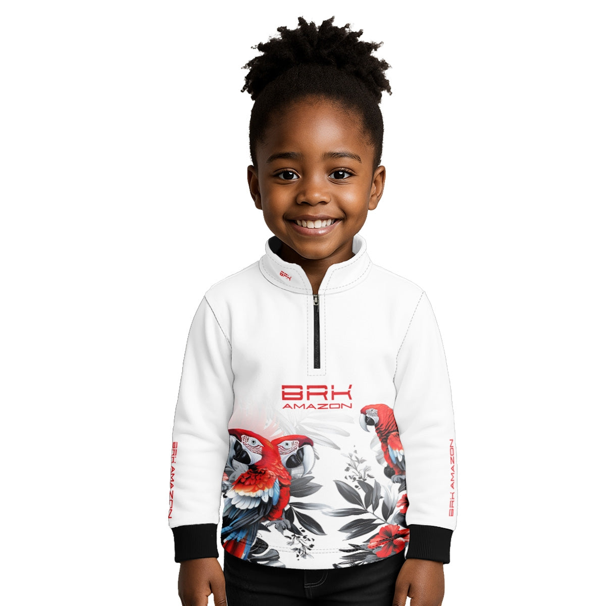 Camisa de Pesca Infantil Brk Amazon Arara Vermelha com Proteção UV50