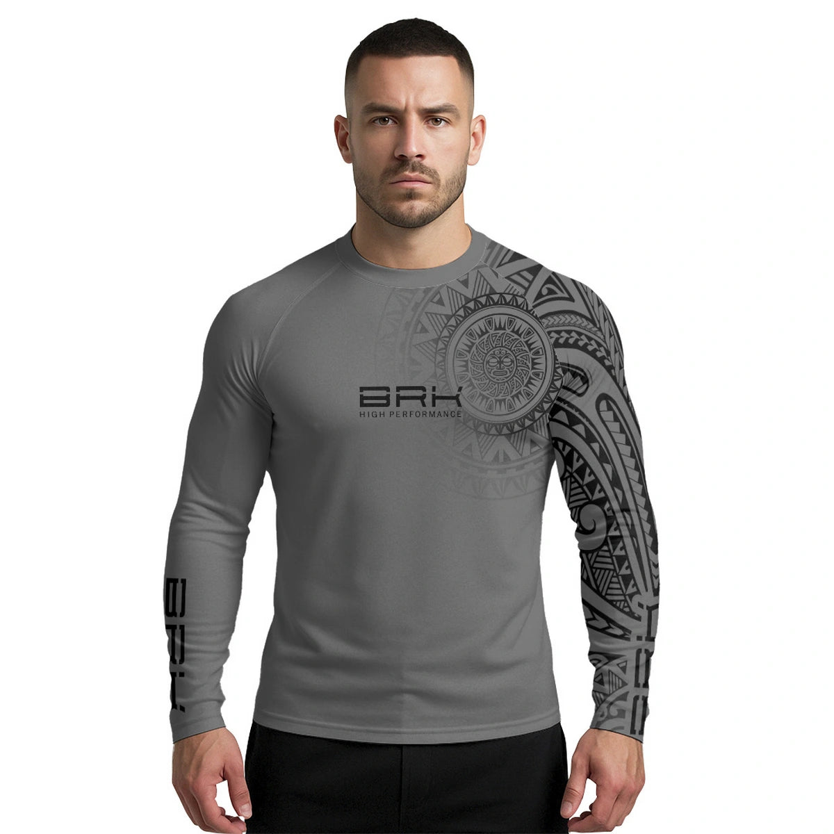 Camisa UV50 Segunda Pele Brk Maori Design Cinza e Preto