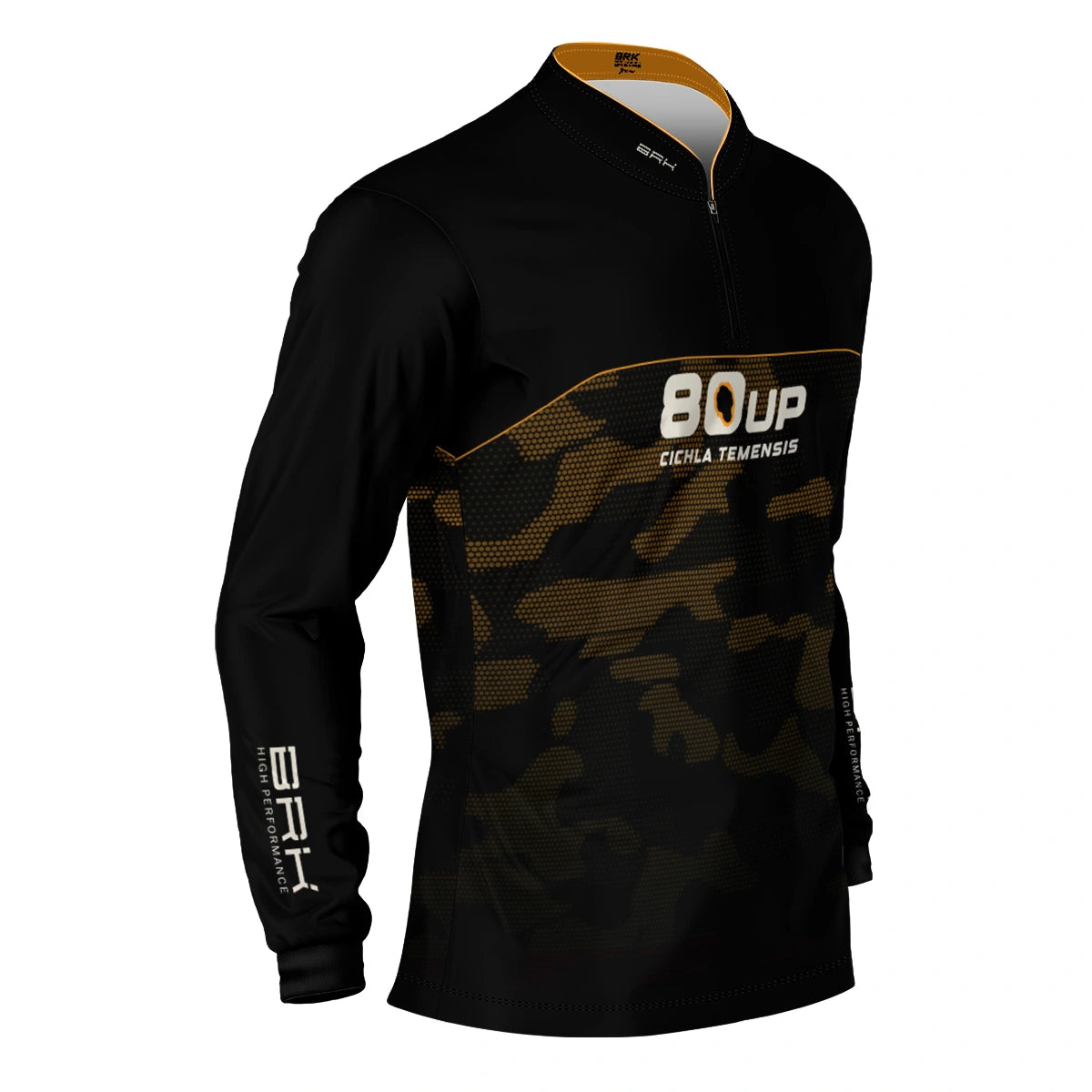 Camisa de Pesca Brk 80UP Camuflada Amarela com Proteção UV50