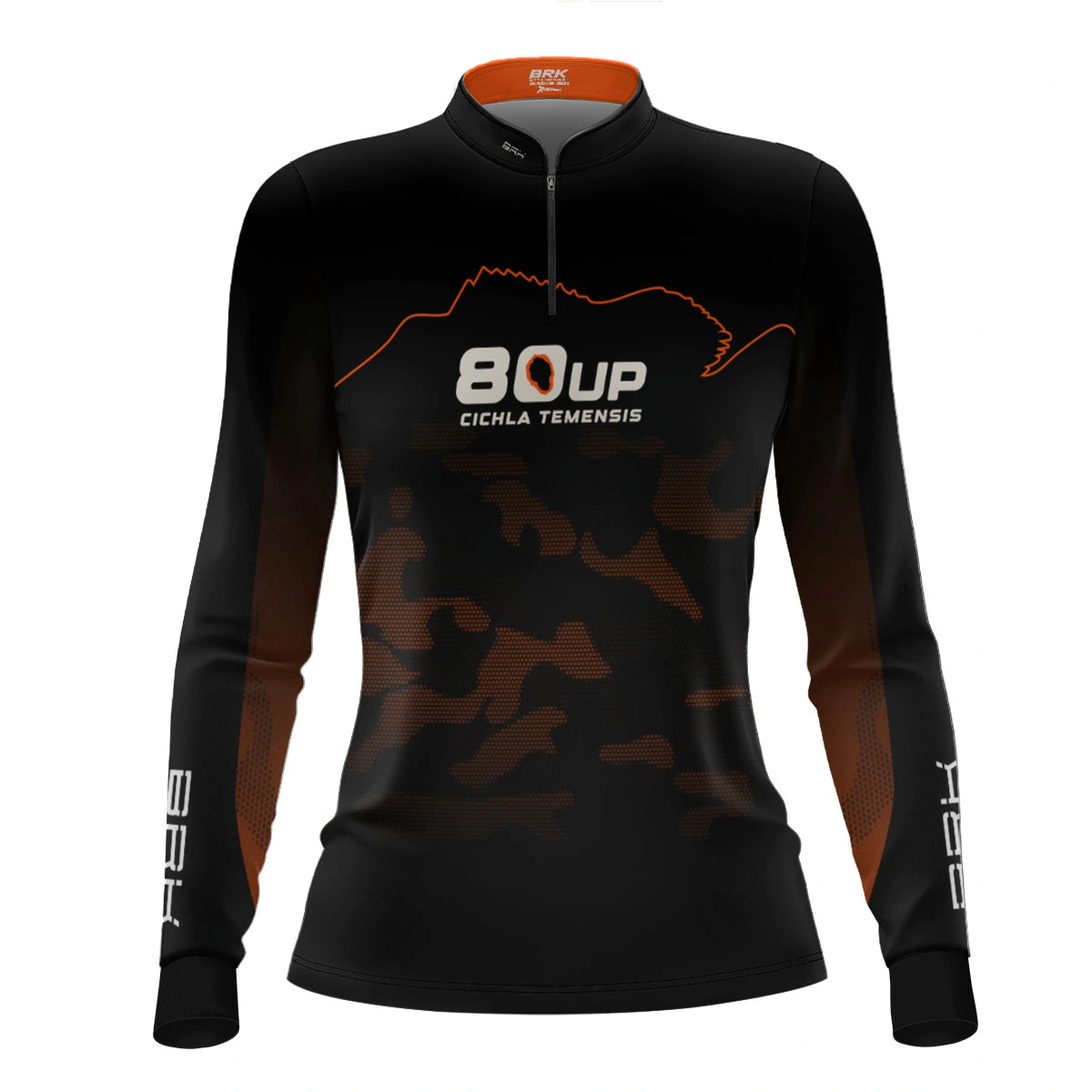 Camisa de Pesca Feminina Brk 80UP Camuflada Laranja com Proteção UV50