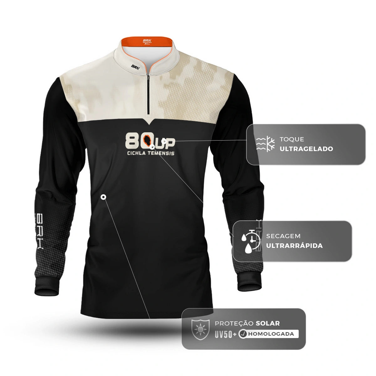 Camisa de Pesca Brk 80UP Branca com Proteção UV50