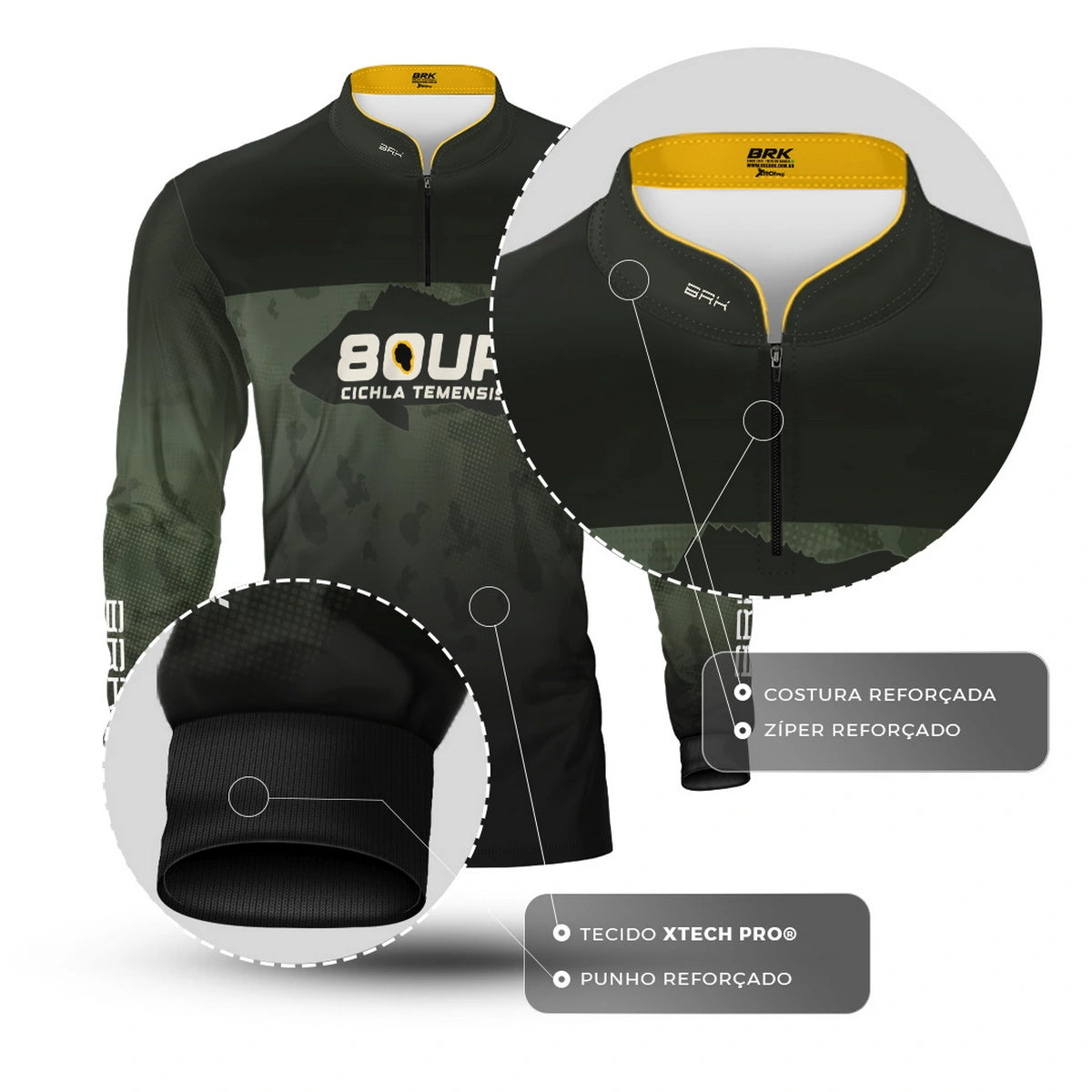 Camisa de Pesca Brk 80UP Verde com Proteção UV50