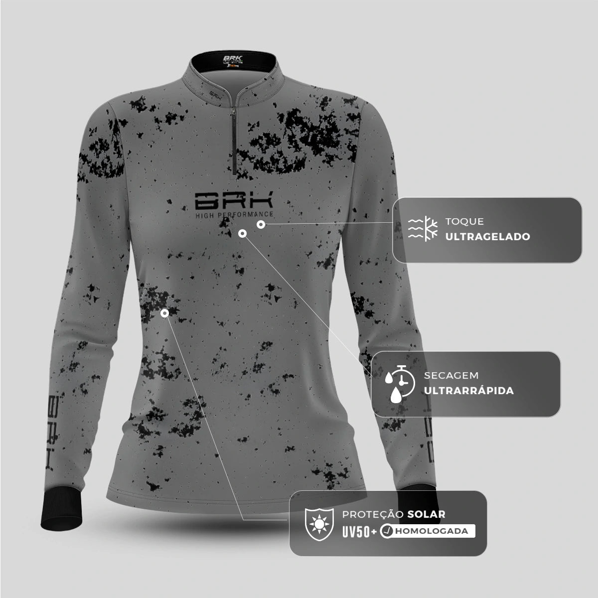 Camisa de Pesca Feminina Brk USA Fishing com Proteção UV50
