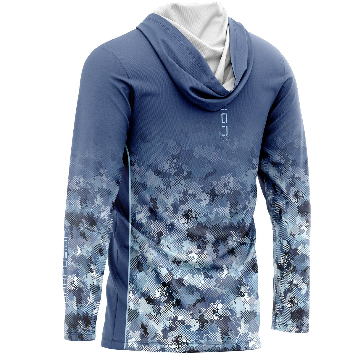 Camisa FusionX Brk Deep Camuflada Azul com Capuz e Proteção UV50+