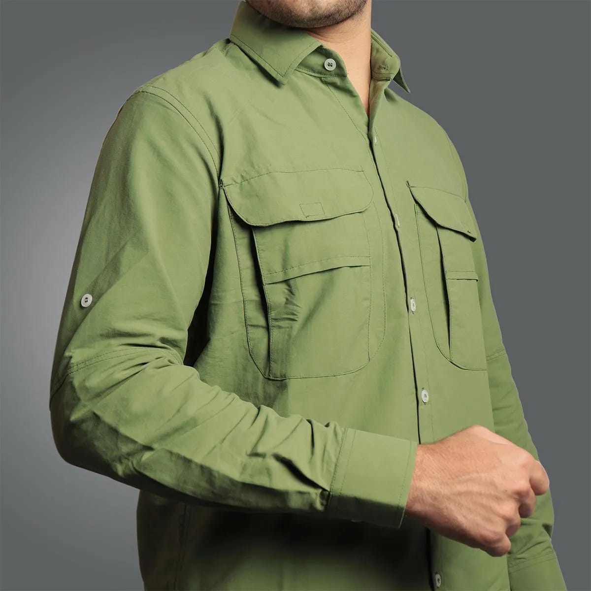 Camisa de Botão Brk Verde Aventura com Proteção UV50+