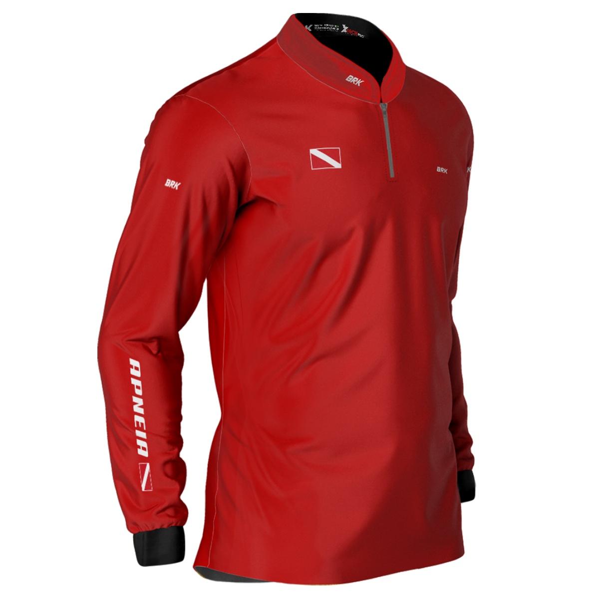 Camisa de Pesca Brk 'Dive Apneia' Vermelha com UV50+