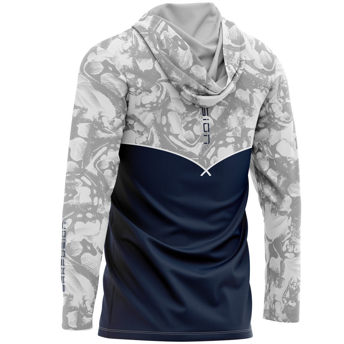 Camisa FusionX Brk Deep Camuflada Branco Azul com Capuz e Proteção UV50+