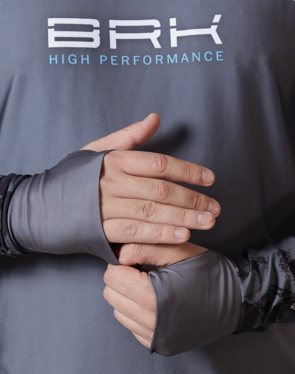 Camisa FusionX Brk Deep Camuflada Parcial Cinza com Capuz e Proteção UV50+