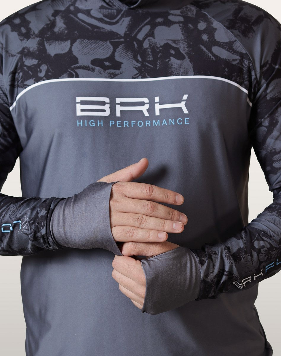 Camisa FusionX Brk Deep Camuflada Parcial Cinza com Capuz e Proteção UV50+