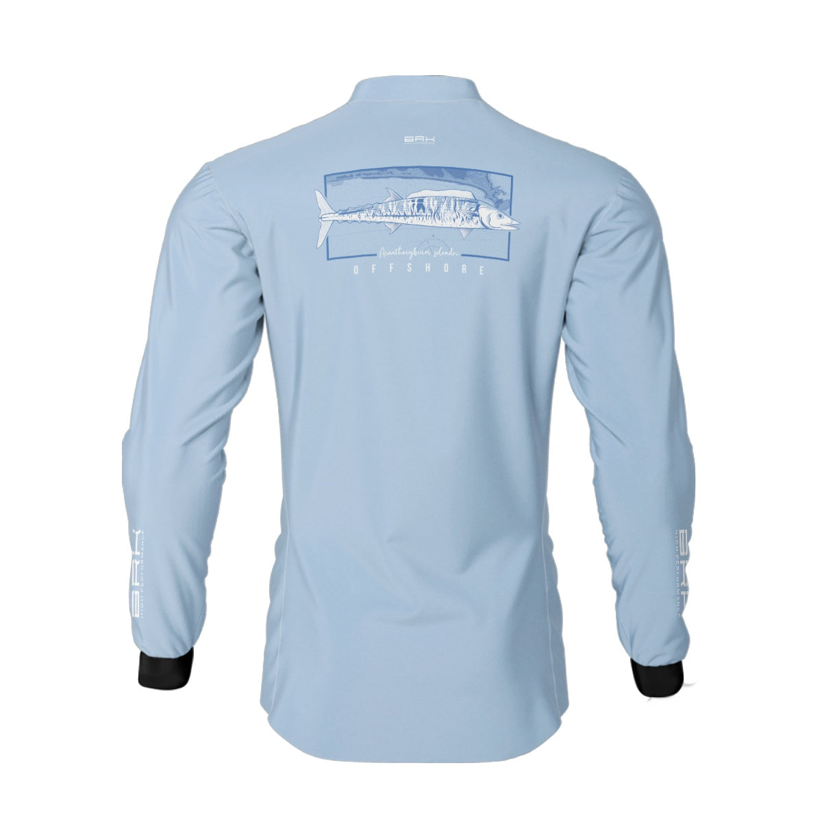 Camisa de Pesca Brk Cavala Mapa Náutico Azul Claro com Proteção Solar UV50+