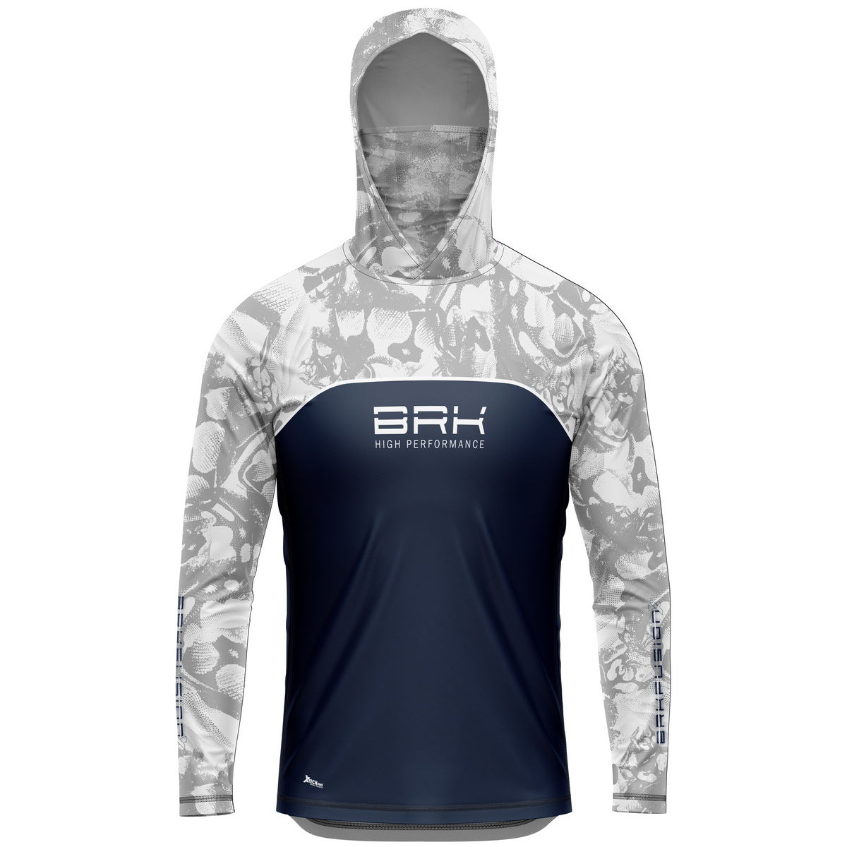 Camisa FusionX Brk Deep Camuflada Branco Azul com Capuz e Proteção UV50+