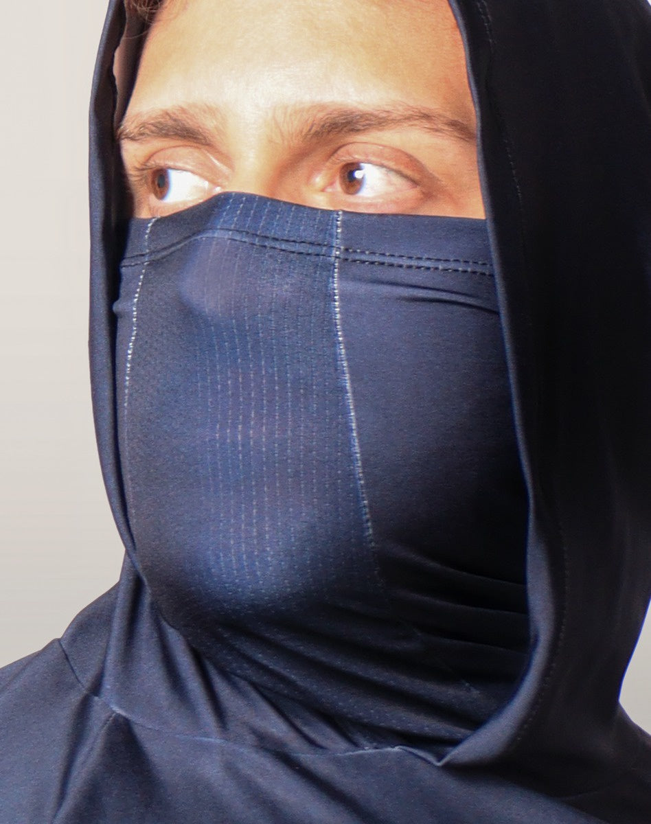 Camisa FusionX Brk Clean Azul Escuro com Capuz e Proteção UV50+