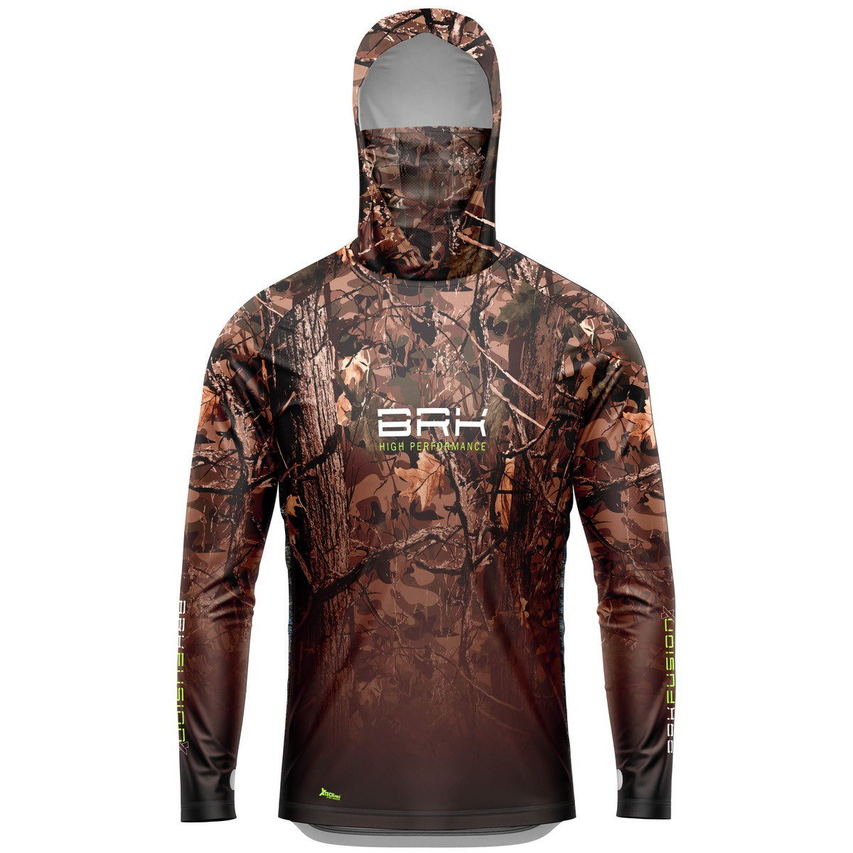 Camisa FusionX Brk Hunter Camuflada Galhos Marrom com Capuz e Proteção UV50+