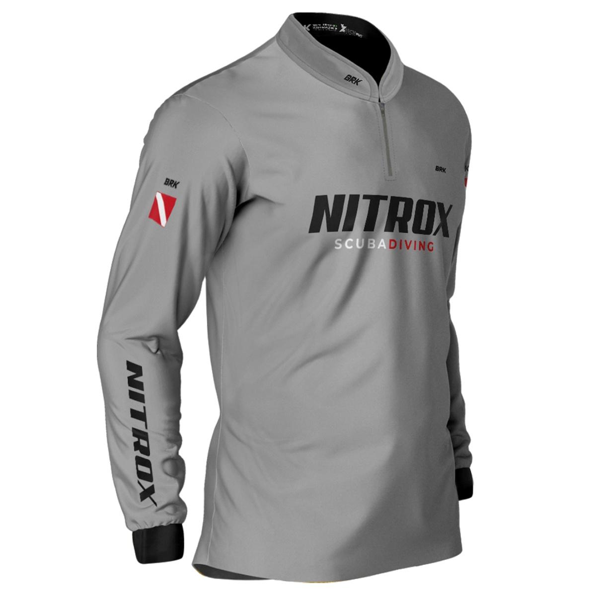 Camisa de Pesca Brk 'Dive Nitrox' Cinza com UV50+