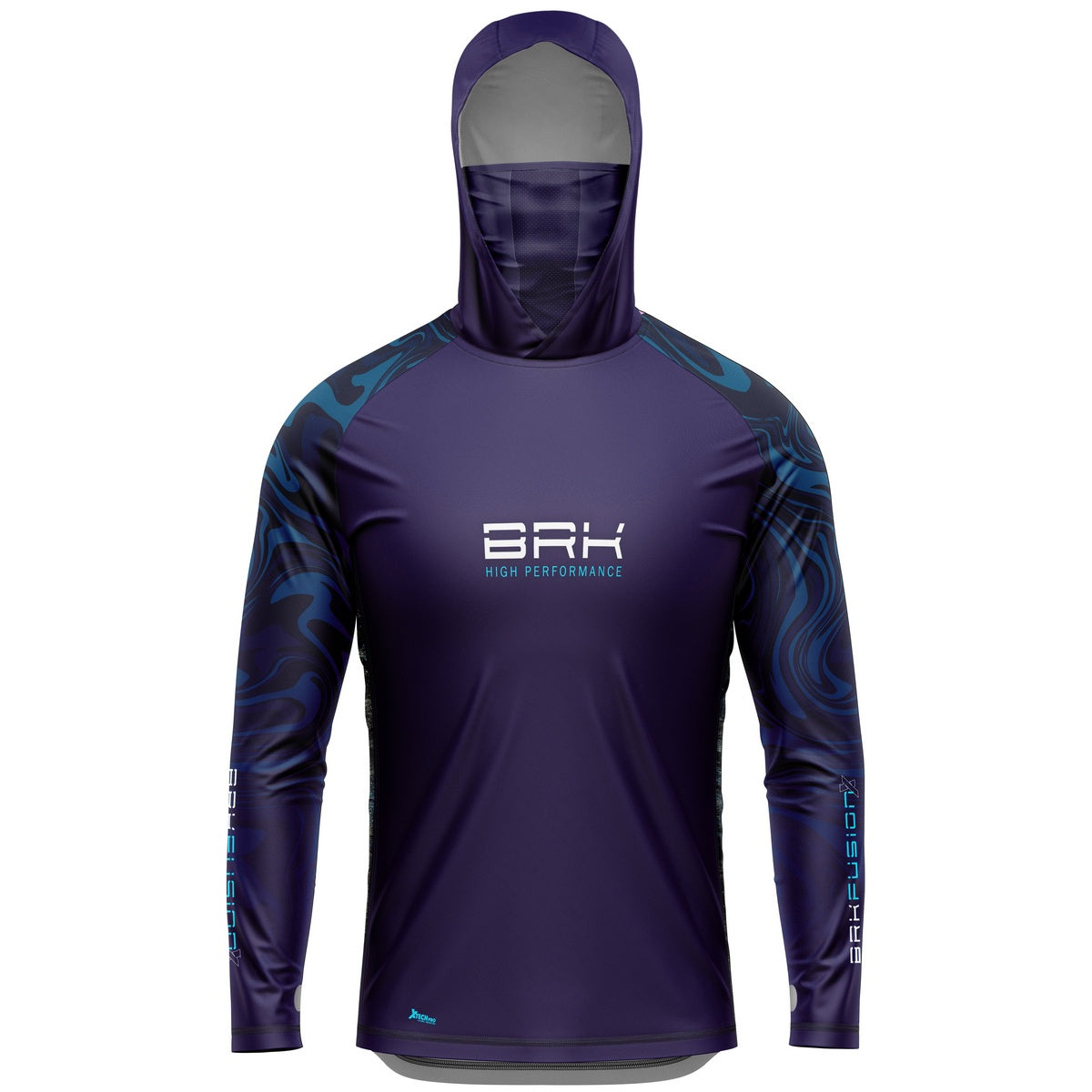 Camisa FusionX Brk Camo Distorções Azul com Capuz e Proteção UV50+