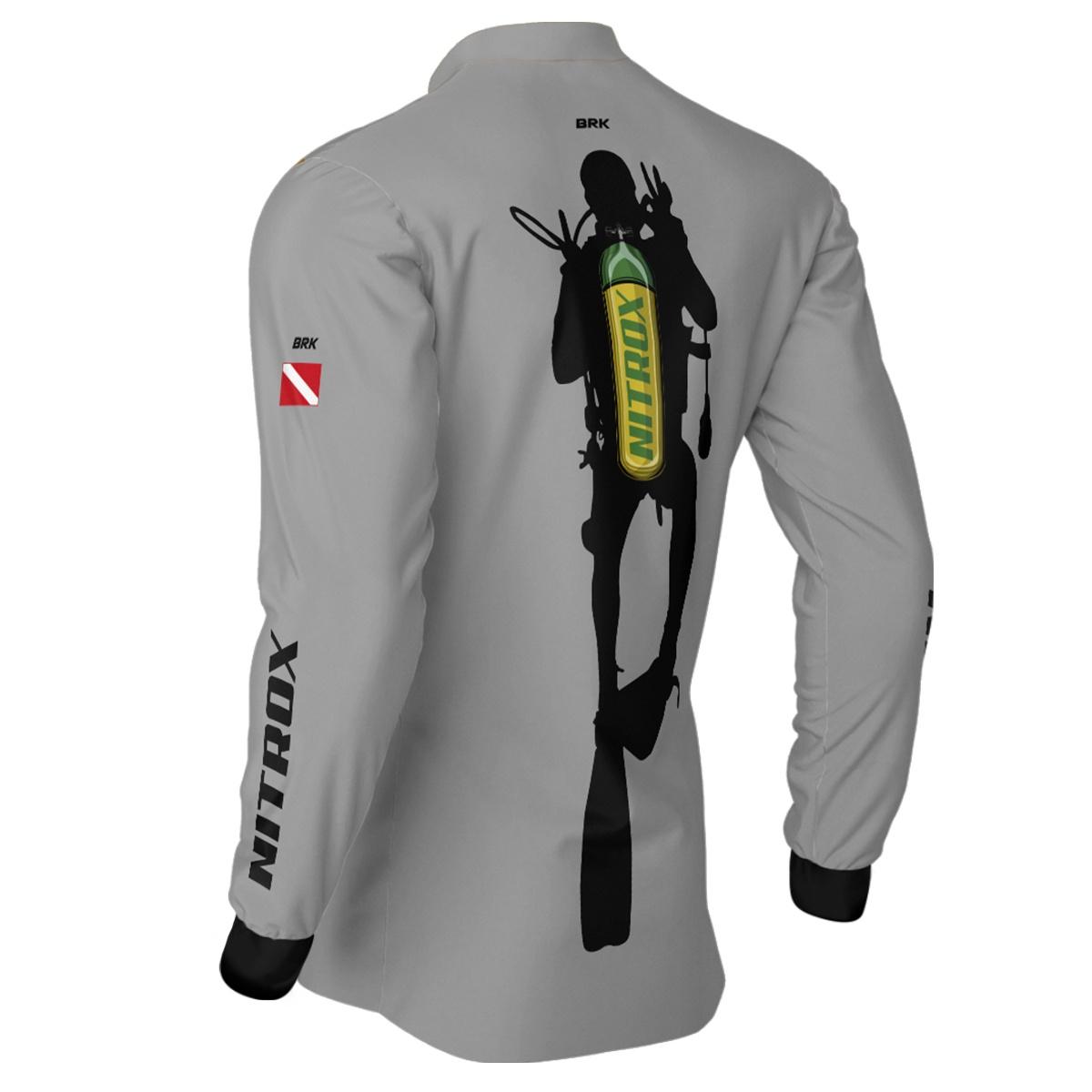 Camisa de Pesca Brk 'Dive Nitrox' Cinza com UV50+