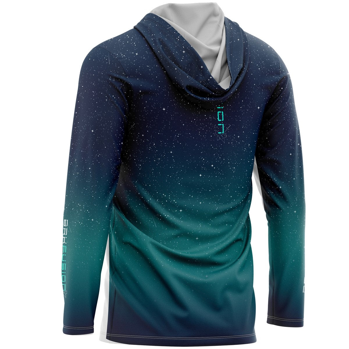 Camisa FusionX Brk Azul Celeste Estrelas com Capuz e Proteção UV50+