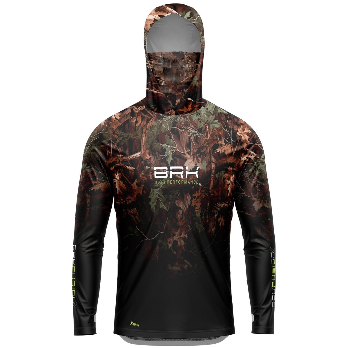 Camisa FusionX Brk Hunter Camu Floresta Preta com Capuz e Proteção UV50+